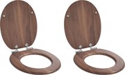 vidaXL Lágy záródású WC ülőke 2 pcs Barna 44 x 38 cm MDF lap