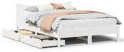 fehér tömör fenyőfa ágykeret fiókokkal 135 x 190 cm