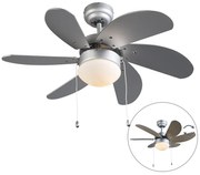 Mennyezeti ventilátor acélból, famintával, 80 cm, húzókapcsolóval - Fresh
