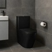 Erga Siena, kombinált WC-csésze tartállyal, öblítőgarnitúrával 620x365x830 mm + WC-ülőke, matt fekete, ERG-V03-SIENA-RIM-BK