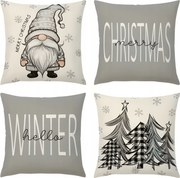 Karácsonyi Párnahuzat Szett 4 Db-os Karácsonyi Dekoráció 45X45