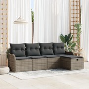 Kerti Kanapé Szett 5 pcs Szürke 231 x 117 x 85 cm Poli rattan