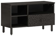 fekete tömör mangófa TV-szekrény 80 x 33 x 46 cm