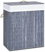 szürke bambusz szennyestartó kosár 2 résszel 100 L