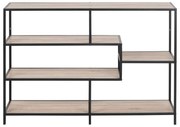 Fekete-natúr színű könyvespolc tölgyfa dekorral 114x78 cm Seaford – Actona