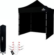 Gemini povedal Pop-up pavilon 2x2 m acél | Profi háttér Felállítva 45 mp alatt. - plusz 3 oldalfal - Fekete