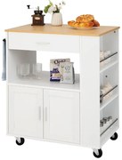 Gurulós tálalókocsi oldalán 3 fűszertartóval