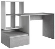 MARLO íróasztal polccal, beton szürke/fehér