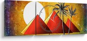 Festett egyiptomi piramisok képe (órával) (90x30 cm)