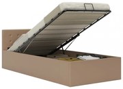 kávészínű műbőr hidraulikus ágykeret ágyneműtartóval 100x200 cm