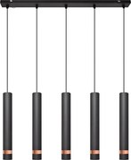 LED Csillár zsinóron TUBA 5xGU10/6,5W/230V fekete/réz