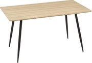 HOMCOM Étkezőasztal 4 személy részére, Konyhai Asztal, Nappali Asztal Fafeldolgozott Tetejével, Acél Lábakkal, 140 x 80 x 76 cm, Természetes | Aosom