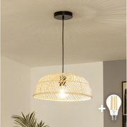 Brilagi - LED függőlámpa zsinóron CERIA BOHO 1xE27/40W/230V átm. 40 cm rattan