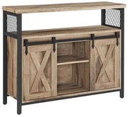 Komód elhúzható ajtókkal és nyitott polcokkal, homokbarna 100x33x80cm