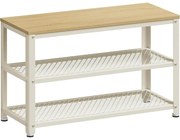 2 polcos Cipőtartós pad, 30 x 73 x 45 cm tölgy bézs és klasszikus fehér