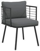 fekete polyrattan kerti szék párnákkal