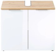 Fehér mosdó alatti szekrény tölgyfa dekorral 70x58 cm Pescara – Germania
