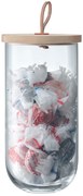 LSA International LSA IVALO tároló, fából készült fedéllel, 15 cm átmérőjű, 29 cm magasságú, áttetsző, kézzel készített