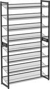 Cipőtartó polc 2x4 szintes fém háló polcokkal, fekete 92x30x163cm