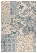 Kék-bézs kézi szövésű gyapjú szőnyeg 200x290 cm Eloise Patchwork – Flair Rugs