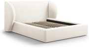 Bézs kárpitozott franciaágy tárolóhellyel, ágyráccsal 160x200 cm Miley – Micadoni Home