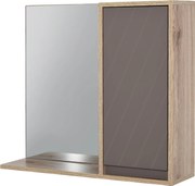 HOMCOM Fürdőszoba Szekrény Tükrössel - Fali Kiegészítő Bútor 1 Ajtóval és Magasságban Állítható Polccal, Modern Stílus, 57x14,2x49,2 cm, Tölgy és Szür