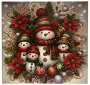 Karácsonyi műanyag dekor tálca szögletes 30x2 cm hóemberes