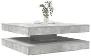 betonszürke dohányzóasztal 360 fokban forgatható 90x90x34,5 cm