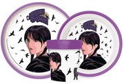 Wednesday Nevermore Academy csúszásmentes étkészlet, micro műanyag szett