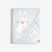 Goldea pamut körgumis lepedő - álmodozó nyuszik 120 x 200 cm