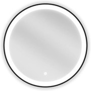 Mexen Esso LED-es fürdőszobai tükör, kerek, 60 cm, 6000K, páramentes, fekete keret - 9825-060-060-611-70