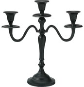 Fém gyertyatartó 3 karos 29x10x30 cm, szín: fekete, dekor 1