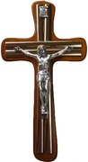 Fa akasztós kereszt h15cm Mahagóni Dupla betéttel