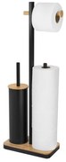 Erga Yami, WC-papír tartó WC kefével és papíradagolóval, fekete-barna, ERG-YKA-P.YAMI-BLK