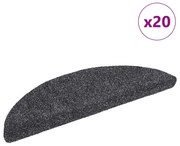 20 db öntapadós lépcsőszőnyeg, 56 x 17 x 3 cm, sötétszürke, félkör alakú