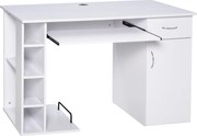 HOMCOM Számítógép Íróasztal Multimédia Számítógép Asztal Többszörös Tárolószekrénnyel és Billentyűzettartóval MDF 120 x 60 x 74 cm Fehér | Aosom