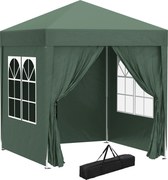 Outsunny 2x2m Vízálló, Összecsukható Pavilon 4 Oldalfallal, Csepegőnyílásokkal, Party Sátor UV 30+, Kert Napernyő Hordtáskával, Teraszra Szánt Kert Pa