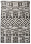 fekete csíkos lapos szövésű kültéri szőnyeg 140 x 200 cm