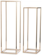 Design aranyszín fém 2db-os virágtartó állvány szett 80x25x25 / 70x22x22cm
