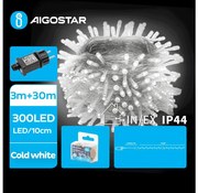 Aigostar - LED kültéri karácsonyi fényfüzér 300 LED/8 üzemmód 33 m IP44 hideg fehér