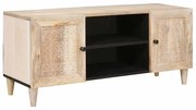 TV szekrény polcokkal Fehér 105 x 33 x 46 cm tömör mangófa