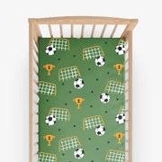 Goldea gyermek gumis pamut lepedő kiságyba - futballvilág 60 x 120 cm
