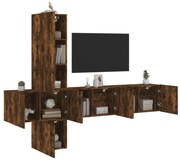 5 darab füstös tölgy színű szerelt fa TV-bútor