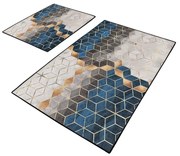 Kék-szürke fürdőszobai kilépő szett 2 db-os 60x100 cm Optic – Mila Home