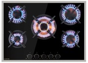 Klarstein Goldflame 5 Prime, gázfőzőlap, 5 Messing égő, üvegkerámia