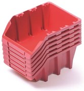 6 db tárolódoboz készlet, egyenként 24,9 x 15,8 x 11,4 cm, piros