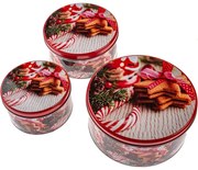 3 db kerek fémdoboz szett Cukroví