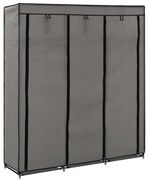 szürke szövet ruhaszekrény rekeszekkel és rudakkal 150x45x175cm