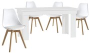 Montilla 4 személyes étkezőszett Oravit székekkel, Fehér - Fehér N