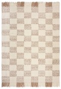 Krémszínű-natúr színű kézi szövésű gyapjúkeverék szőnyeg 200x300 cm Eric Checkboard – Flair Rugs